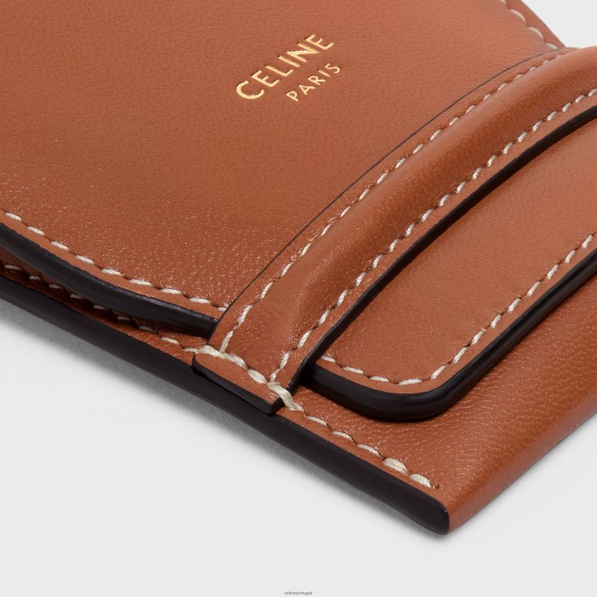 homens acessórios CELINE etiqueta de bagagem em pele de cordeiro bronzeado T204R1634