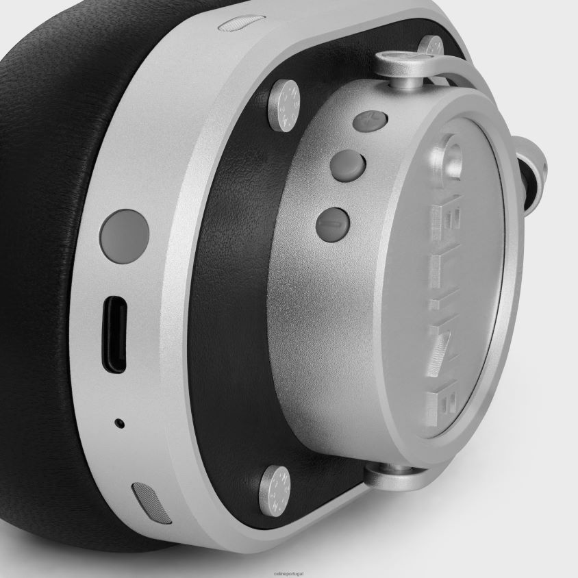 homens acessórios CELINE fones de ouvido em couro de bezerro liso e pele de cordeiro com gravação preto T204R1665