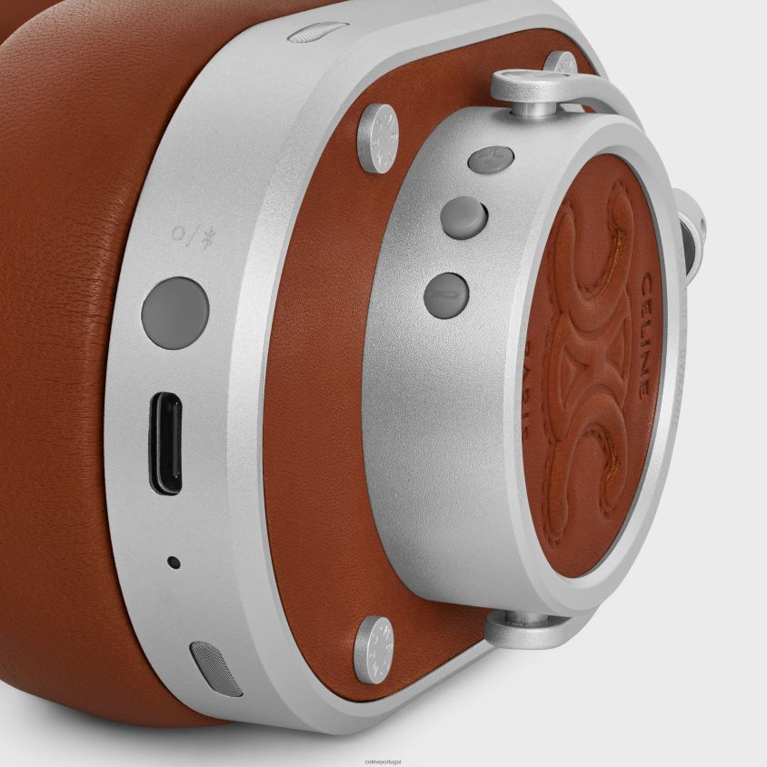 homens acessórios CELINE fones de ouvido em pele de bezerro natural e pele de cordeiro com relevo triomphe bronzeado T204R1666