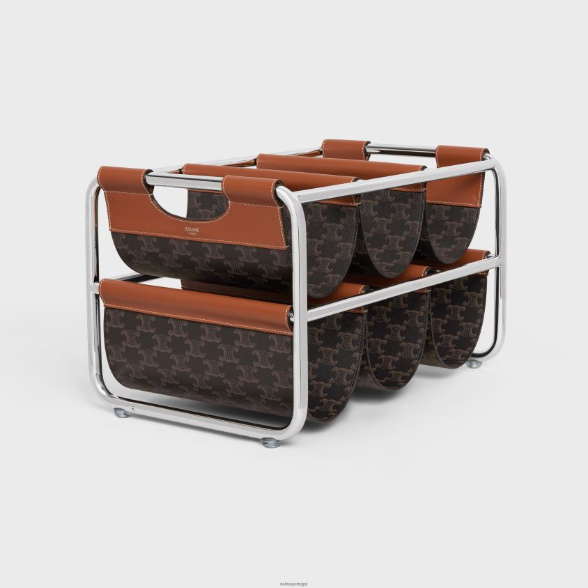 homens acessórios CELINE garrafeira em tela triomphe e aço bronzeado T204R1659