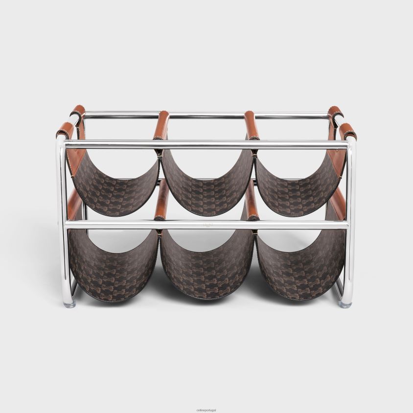 homens acessórios CELINE garrafeira em tela triomphe e aço bronzeado T204R1659