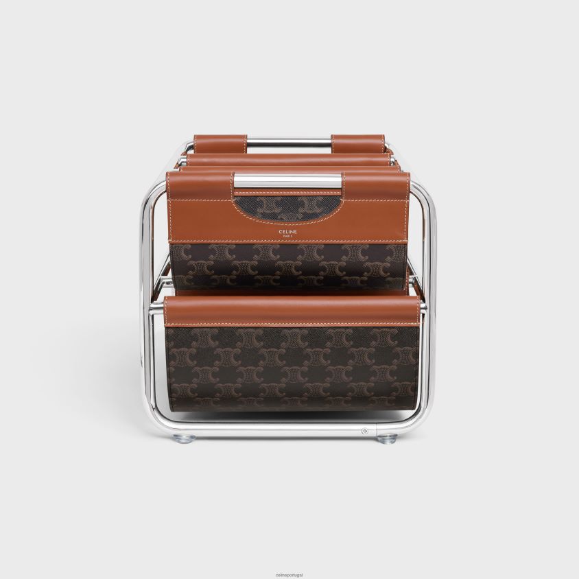 homens acessórios CELINE garrafeira em tela triomphe e aço bronzeado T204R1659