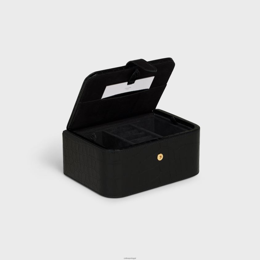 homens acessórios CELINE grande porta-jóias em crocodilo preto T204R1560