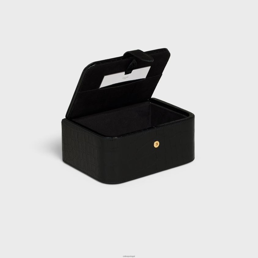 homens acessórios CELINE grande porta-jóias em crocodilo preto T204R1560