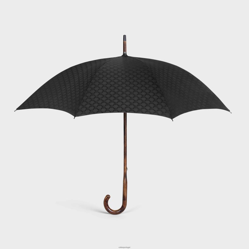homens acessórios CELINE guarda-chuva em tecido jacquard triomphe preto T204R1543