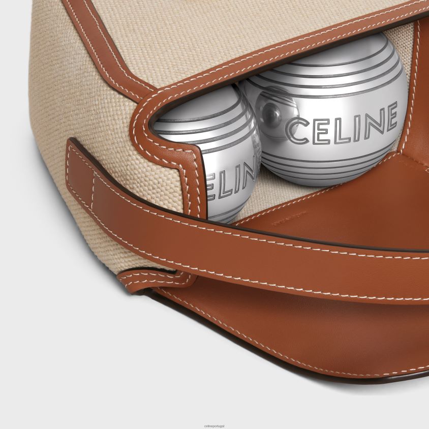 homens acessórios CELINE jogo de petanca em tecido e pele de bezerro natural/bronzeado T204R1685