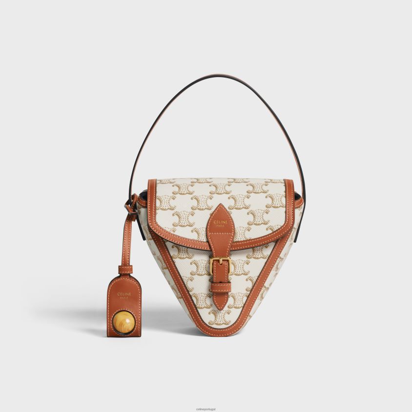 homens acessórios CELINE jogo de petanca triomphe em lona triomphe e couro de bezerro branco T204R1682