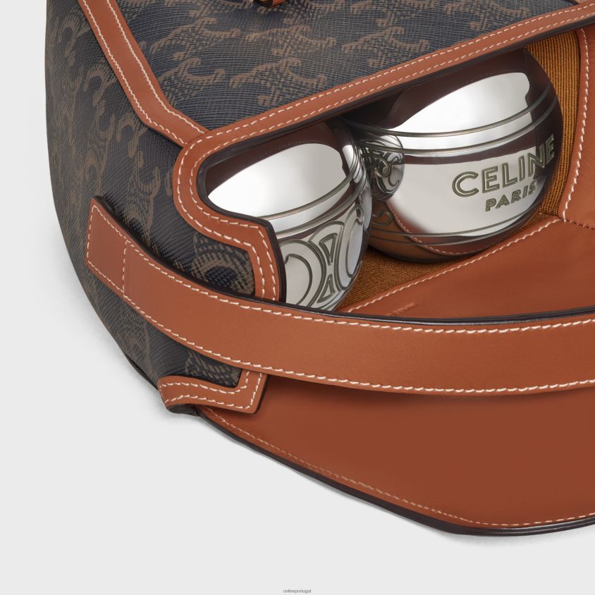homens acessórios CELINE jogo de petanca triomphe em lona triomphe e couro de bezerro bronzeado T204R1683