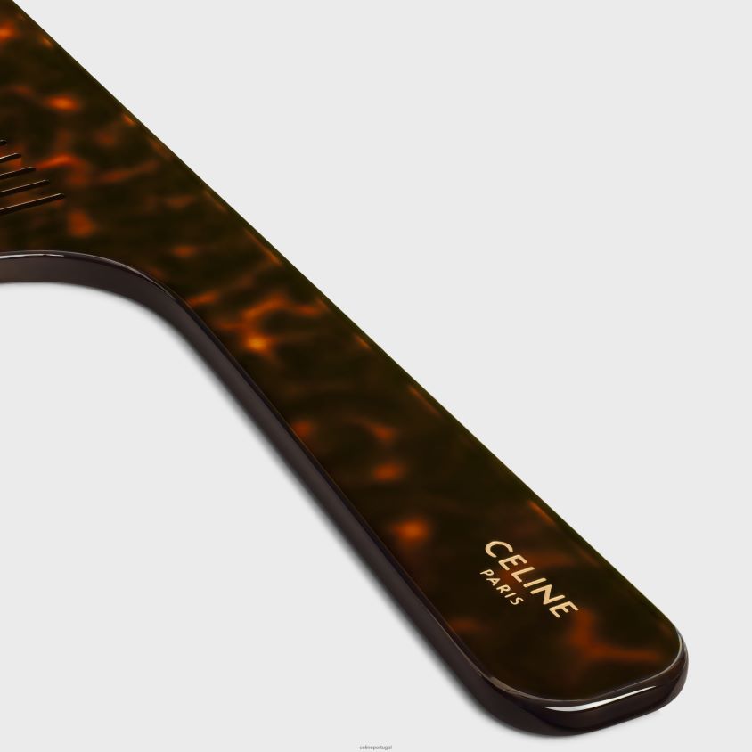 homens acessórios CELINE pente de cabelo com alça em acetato Havana escura T204R1601