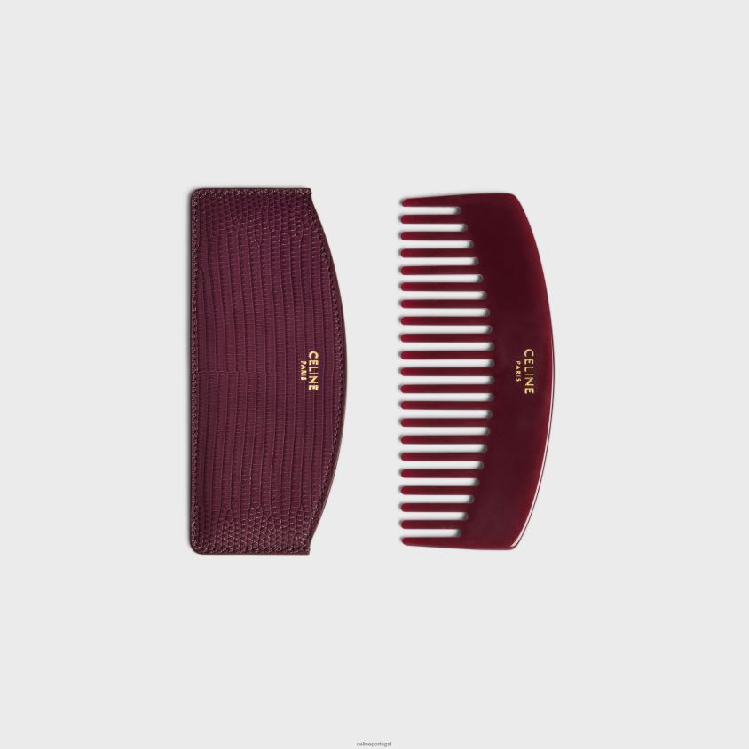 homens acessórios CELINE pente de cabelo curvo em lagarto açaí T204R1608
