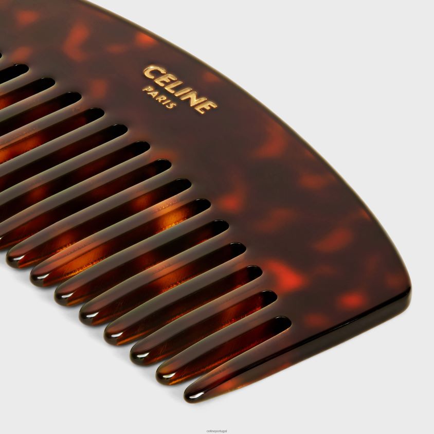 homens acessórios CELINE pente de cabelo curvo em tela triomphe preto/castanho T204R1610