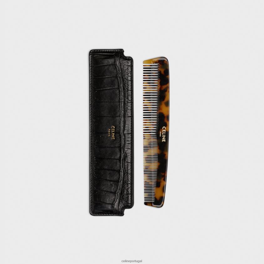 homens acessórios CELINE pente de cabelo em crocodilo preto T204R1617