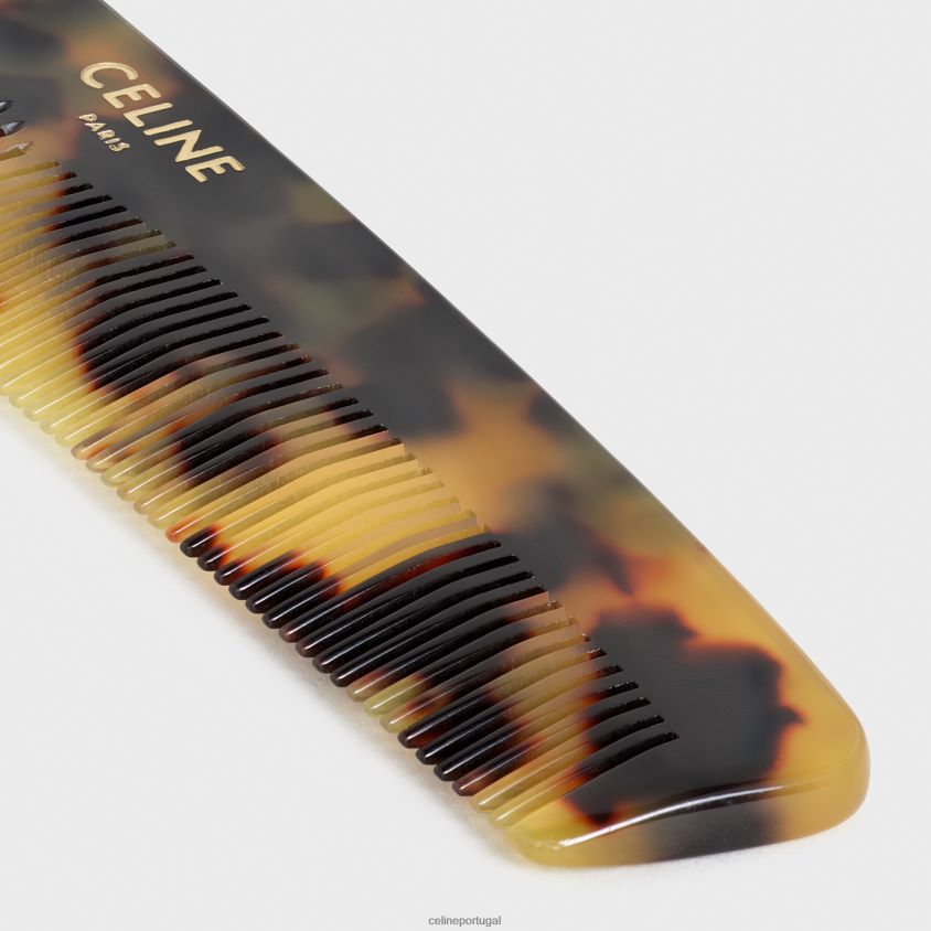 homens acessórios CELINE pente de cabelo em pele de bezerro natural bronzeado T204R1618