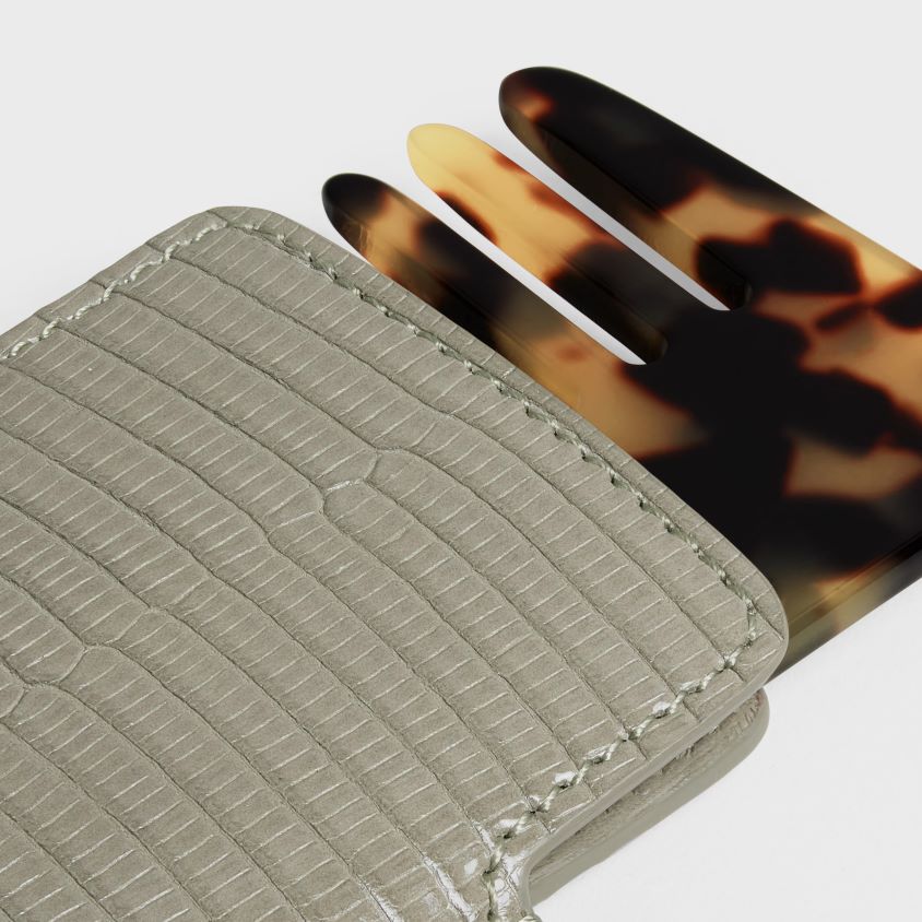 homens acessórios CELINE pente de cabelo pequeno em lagarto Argila verde T204R1612