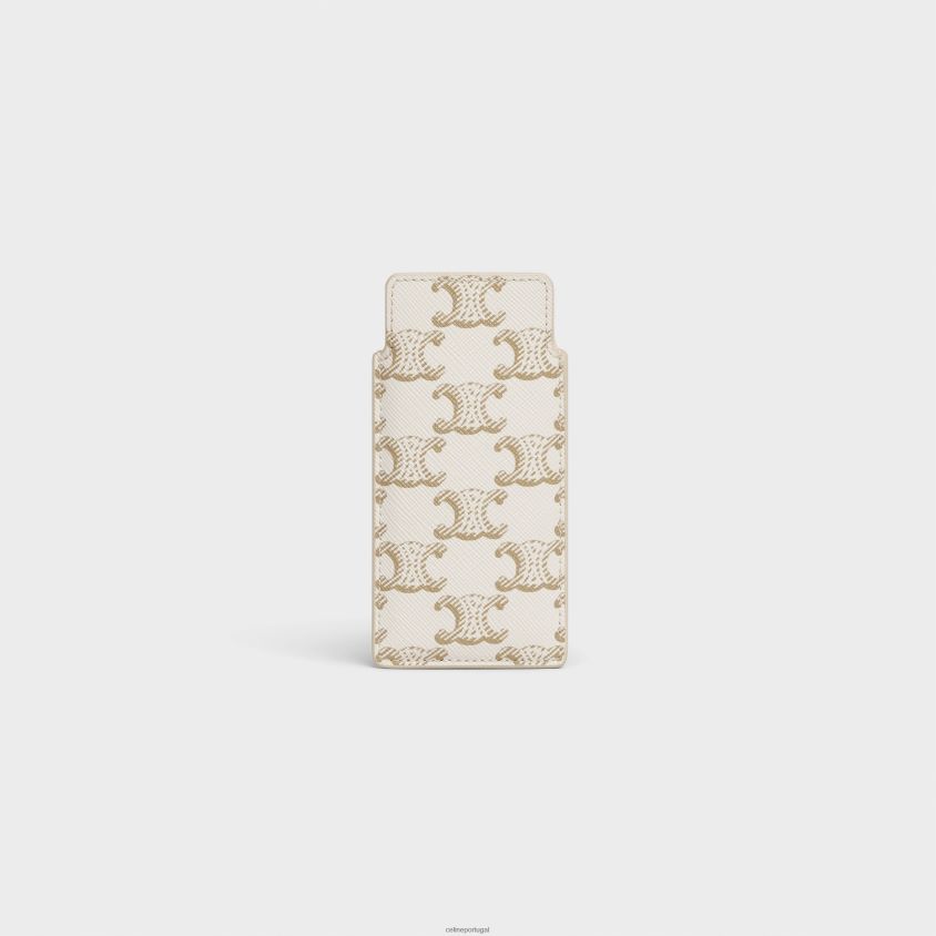 homens acessórios CELINE pente de cabelo pequeno em tela triomphe branco T204R1615