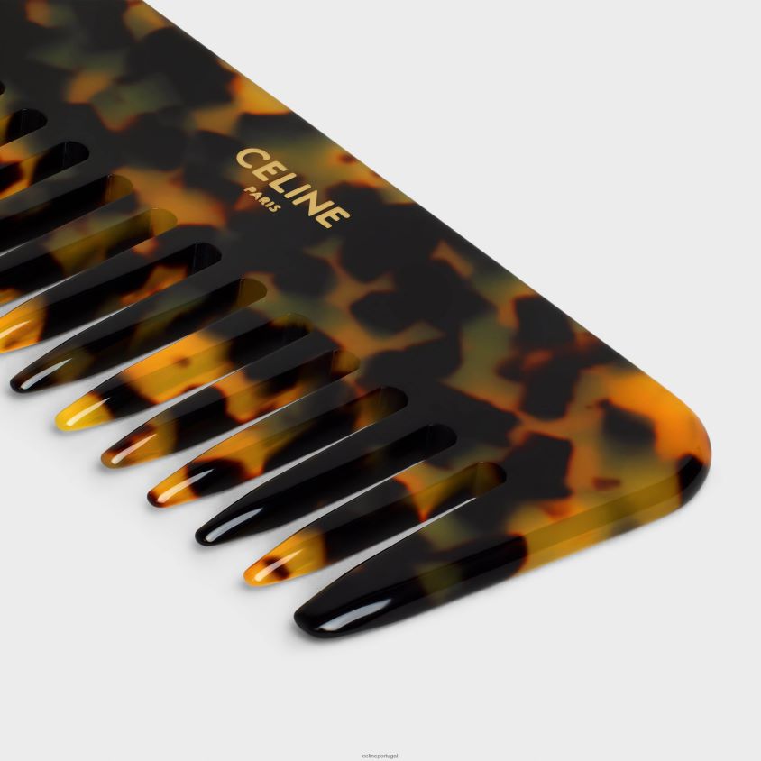 homens acessórios CELINE pente de cabelo pequeno em tela triomphe branco T204R1615