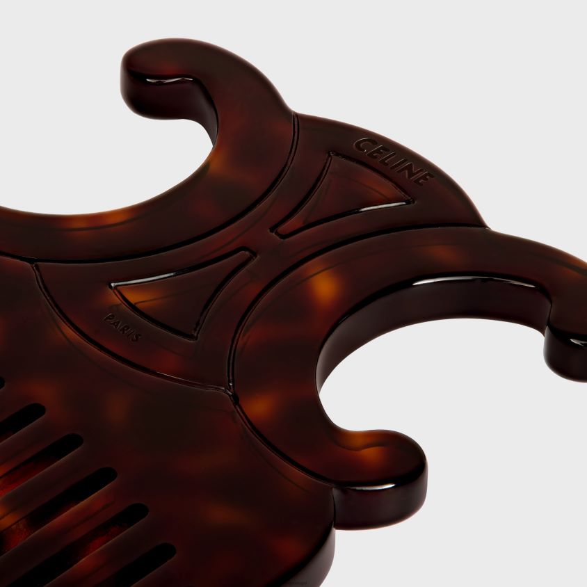 homens acessórios CELINE pente de cabelo triomphe em acetato Havana escura T204R1602