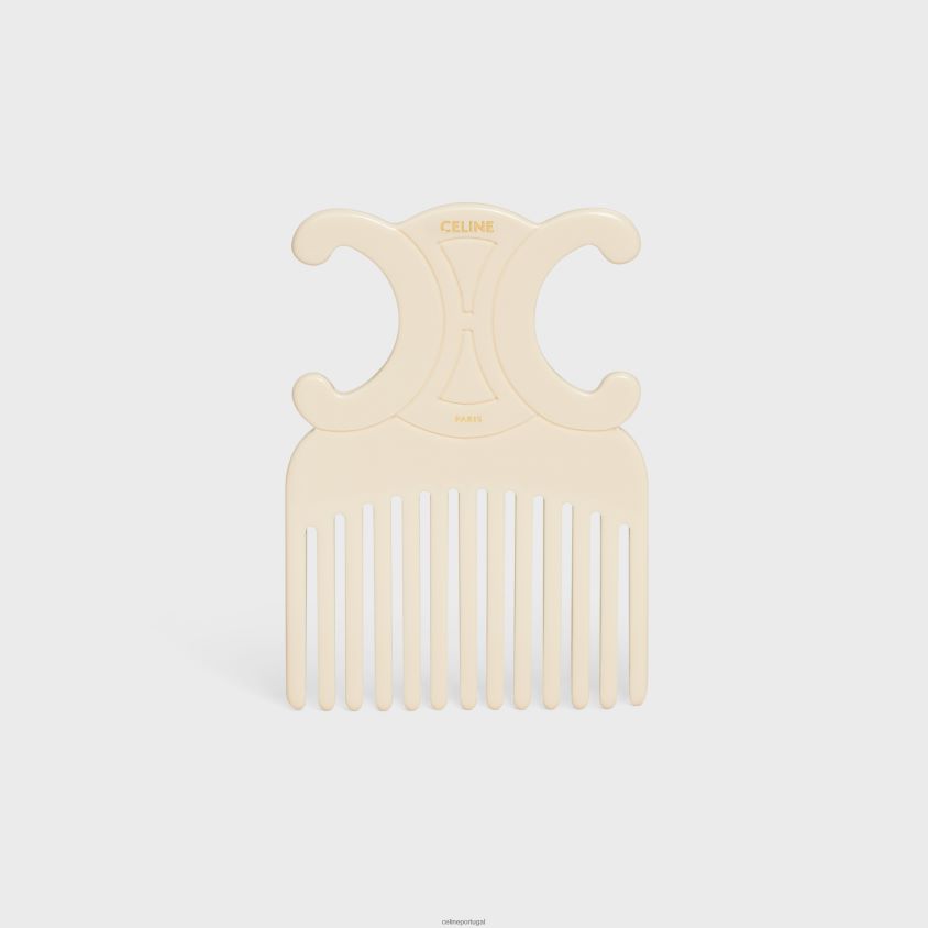 homens acessórios CELINE pente de cabelo triomphe em acetato Marfim T204R1604