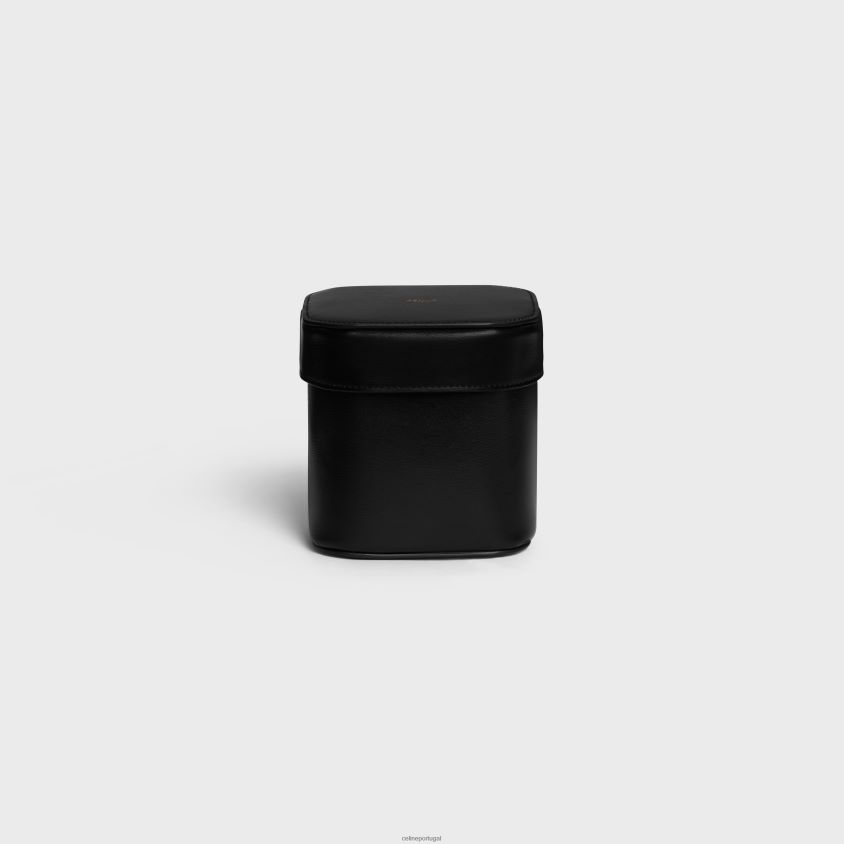 homens acessórios CELINE pequena caixa em couro de bezerro brilhante preto T204R1530