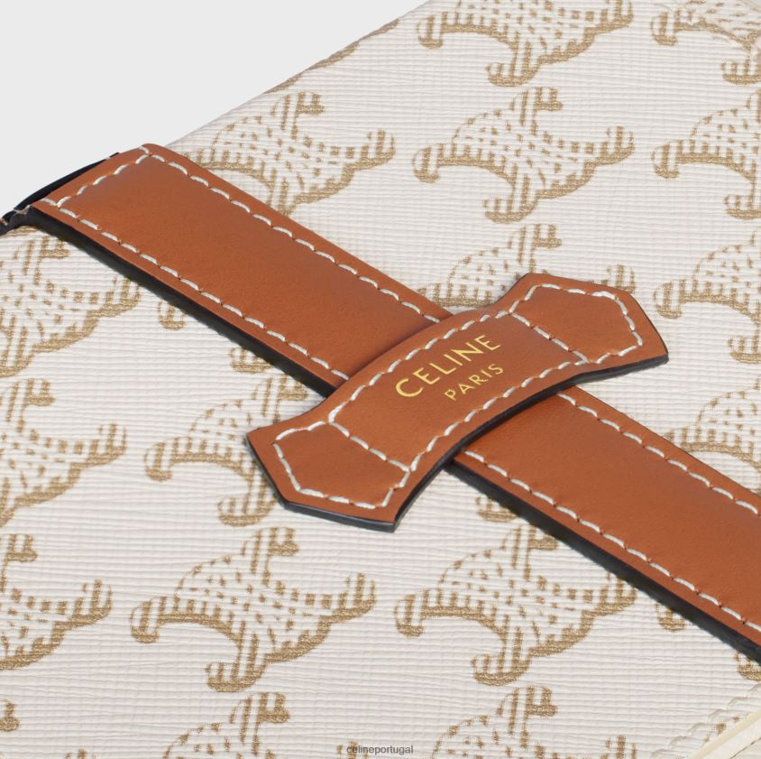 homens acessórios CELINE porta-jóias grande em tela triomphe e couro de bezerro branco T204R1563