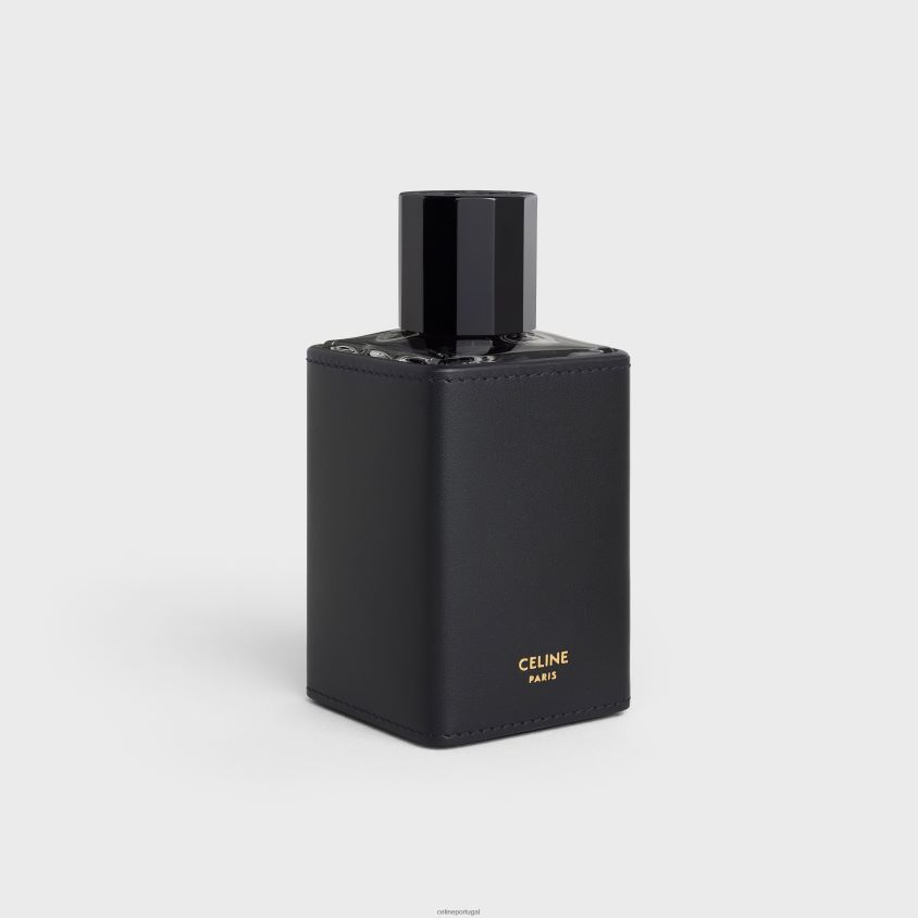 homens acessórios CELINE porta-perfume 3,4 fl.oz em couro de bezerro brilhante preto T204R1460