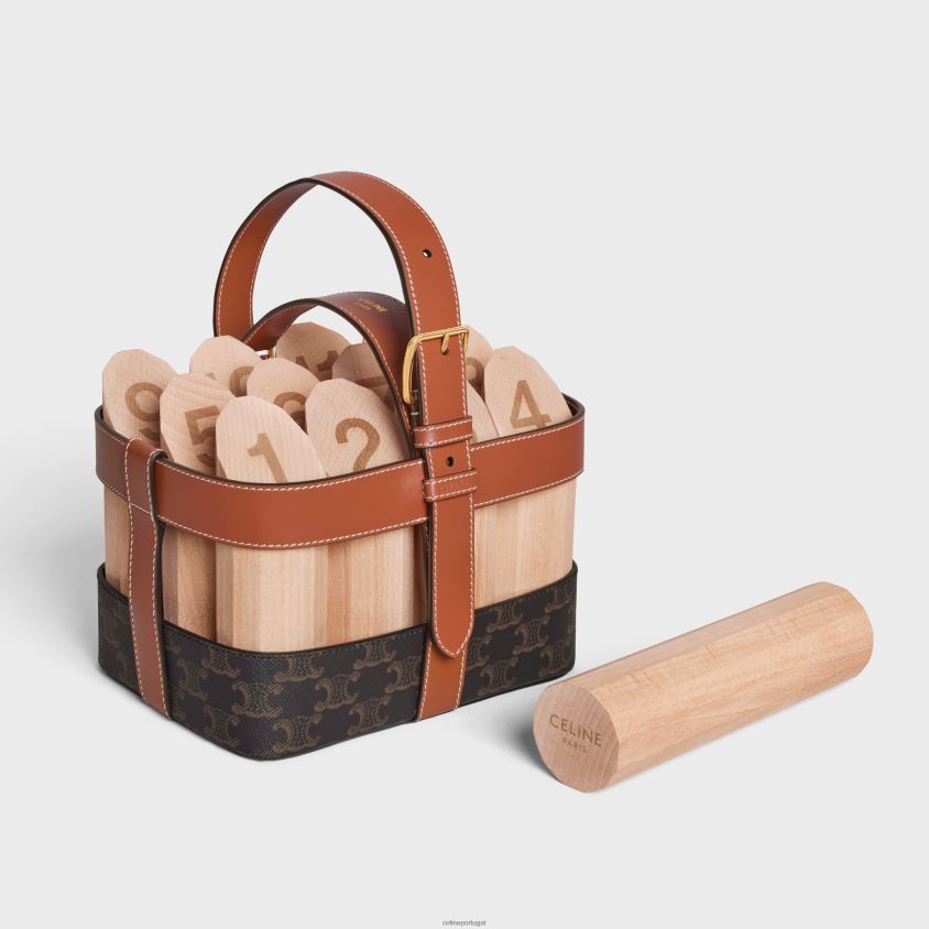 homens acessórios CELINE quilhas com acabamento em lona triomphe e couro de bezerro bronzeado T204R1686