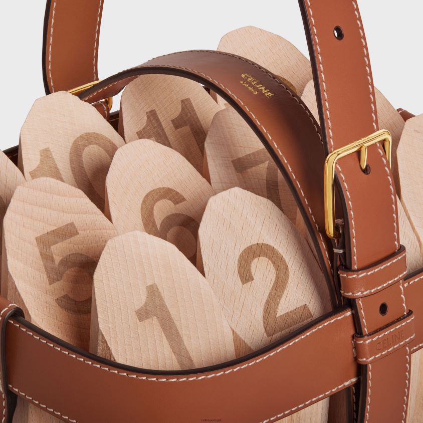 homens acessórios CELINE quilhas com acabamento em lona triomphe e couro de bezerro bronzeado T204R1686