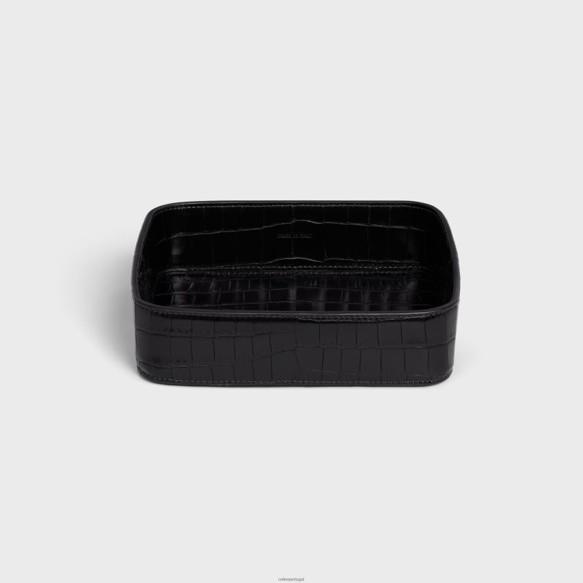 homens acessórios CELINE tigela de bugigangas em crocodilo preto T204R1531