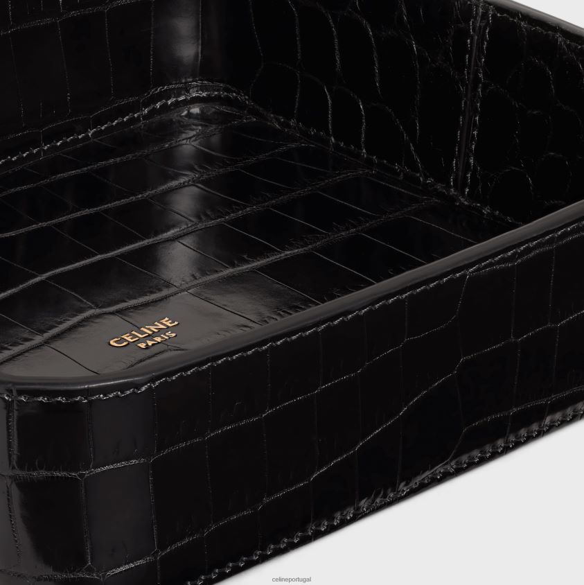homens acessórios CELINE tigela de bugigangas em crocodilo preto T204R1531