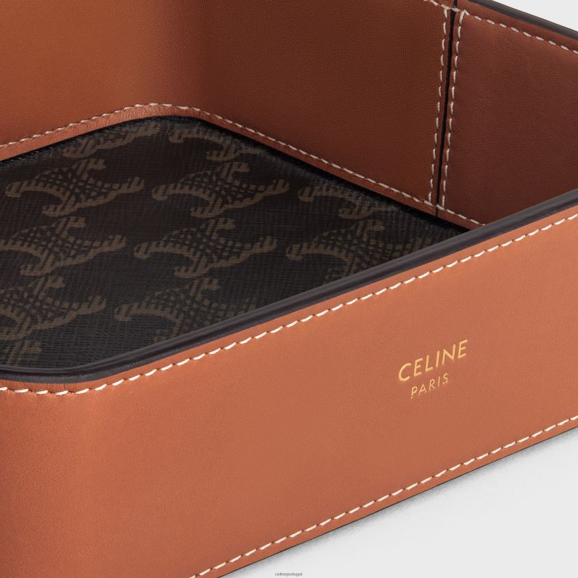 homens acessórios CELINE tigela de bugigangas em lona triomphe e pele de bezerro bronzeado T204R1535