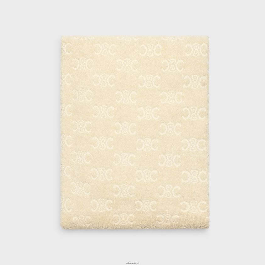 homens acessórios CELINE toalha de praia em algodão turco com monograma cru T204R1691