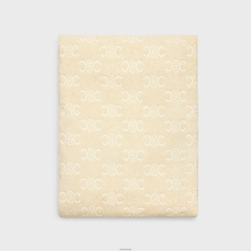 homens acessórios CELINE toalha de praia em algodão turco com monograma cru T204R1691