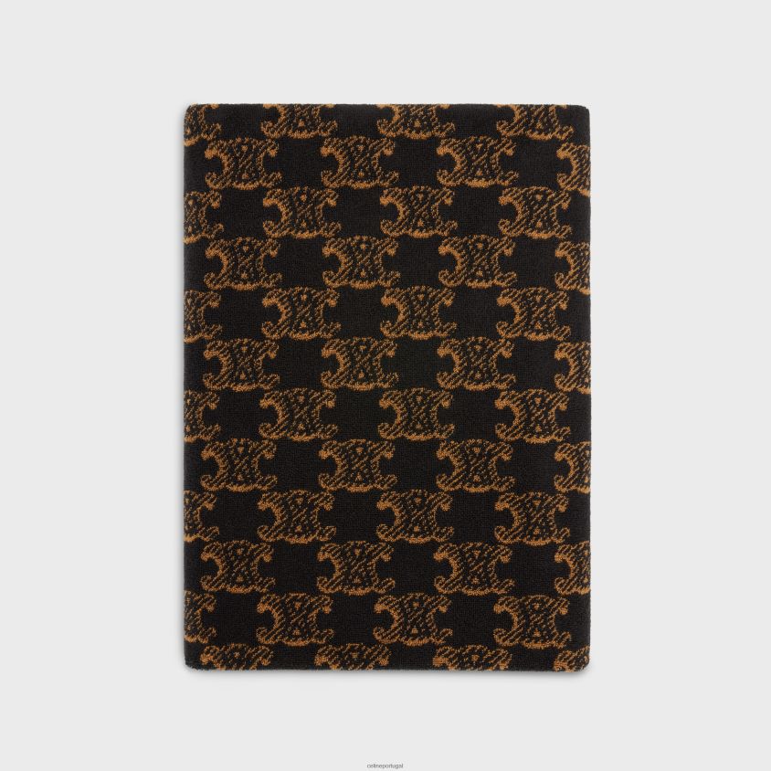 homens acessórios CELINE toalha de praia em algodão turco com monograma marrom/camelo T204R1689