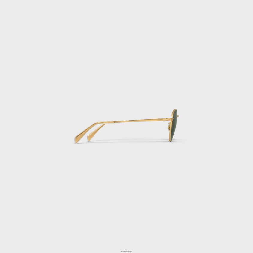 homens acessórios CELINE armação de metal 06 óculos de sol em metal com lentes de vidro mineral ouro/verde T204R2233