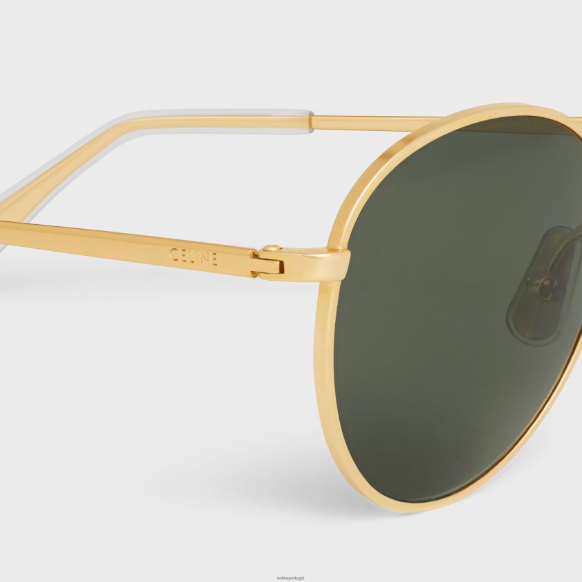 homens acessórios CELINE armação de metal 06 óculos de sol em metal com lentes de vidro mineral ouro/verde T204R2233