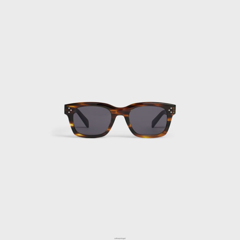 homens acessórios CELINE óculos de sol 41 com armação preta em acetato havaiana listrada T204R2222