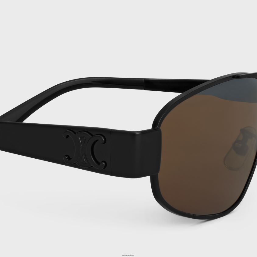 homens acessórios CELINE óculos de sol triomphe metal 03 em metal Preto amarronzado T204R2183