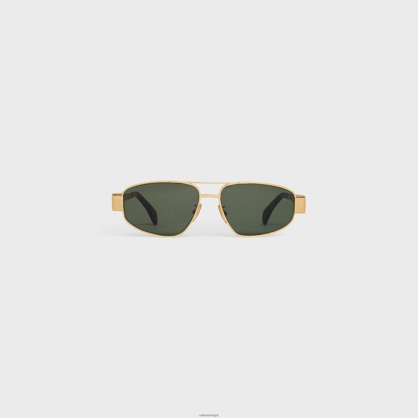homens acessórios CELINE óculos de sol triomphe metal 03 em metal ouro/verde T204R2184