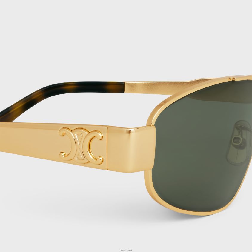 homens acessórios CELINE óculos de sol triomphe metal 03 em metal ouro/verde T204R2184