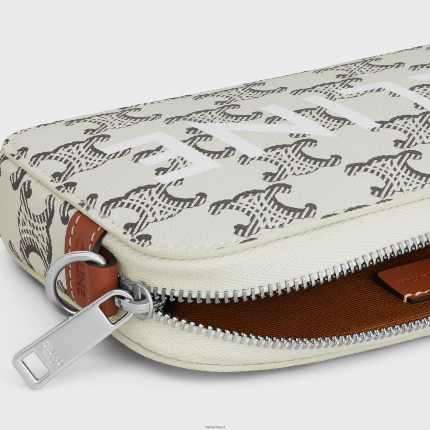 homens acessórios CELINE bolsa horizontal em lona triomphe com estampa bronzeado/cru T204R2140