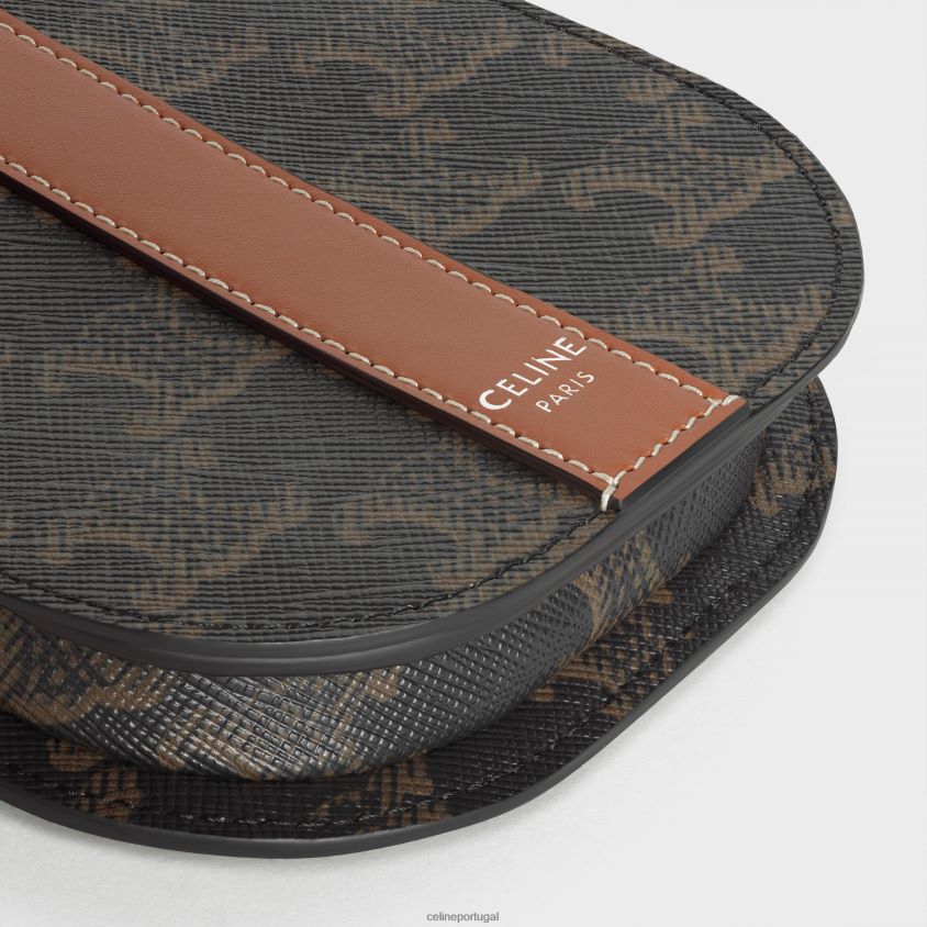 homens acessórios CELINE bolsa para telefone em lona triomphe e couro de bezerro bronzeado T204R2141
