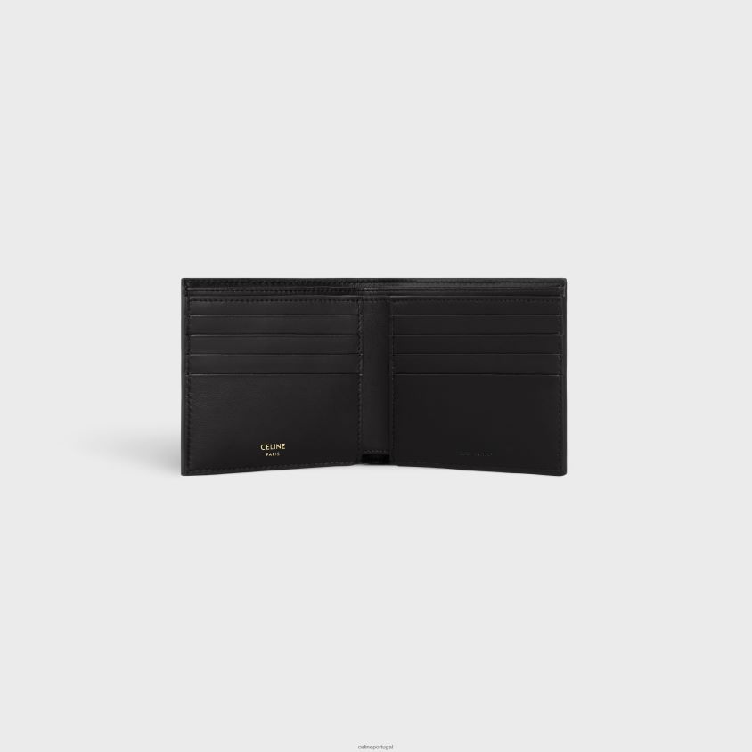 homens acessórios CELINE carteira dupla em canvas triomphe preto T204R2134