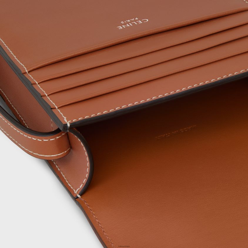 homens acessórios CELINE manga vertical em lona triomphe e couro de bezerro bronzeado T204R2145