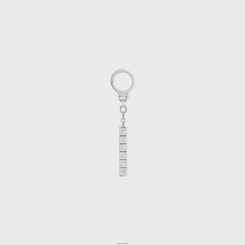 homens acessórios CELINE pingente de bolsa cubo em latão prata T204R2172