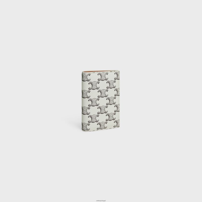 homens acessórios CELINE porta-cartões vertical em tela triomphe bronzeado/cru T204R2138