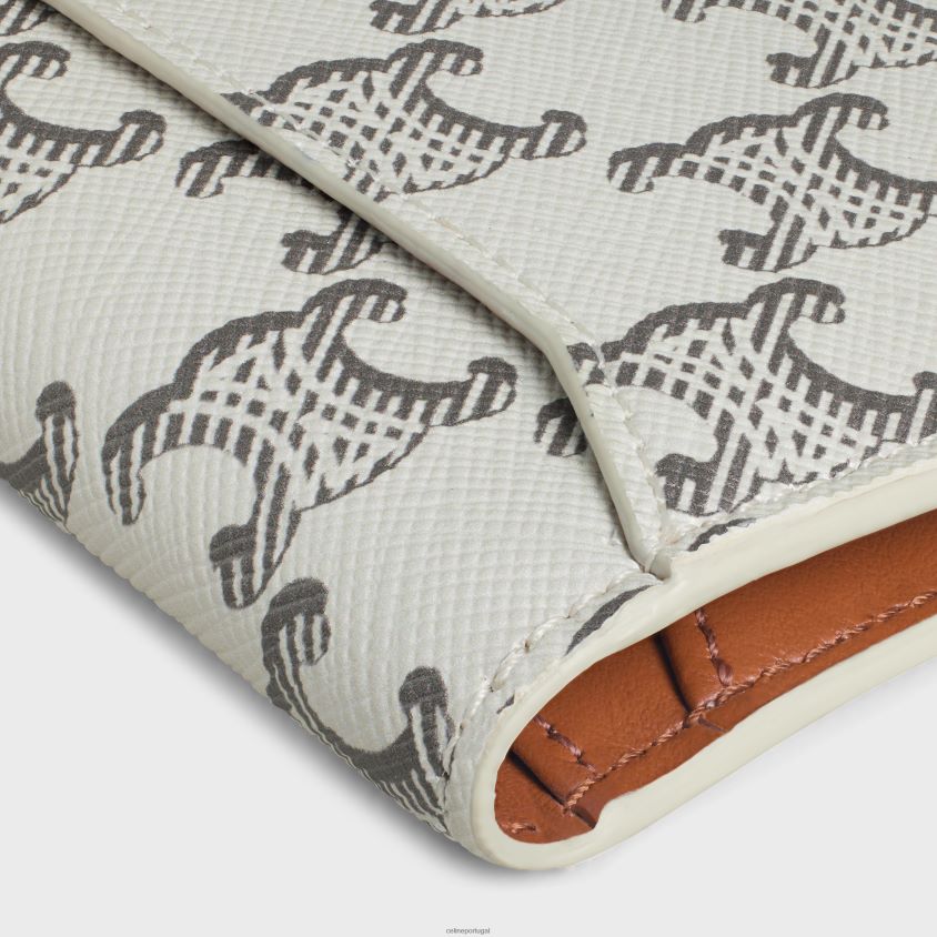 homens acessórios CELINE porta-cartões vertical em tela triomphe bronzeado/cru T204R2138