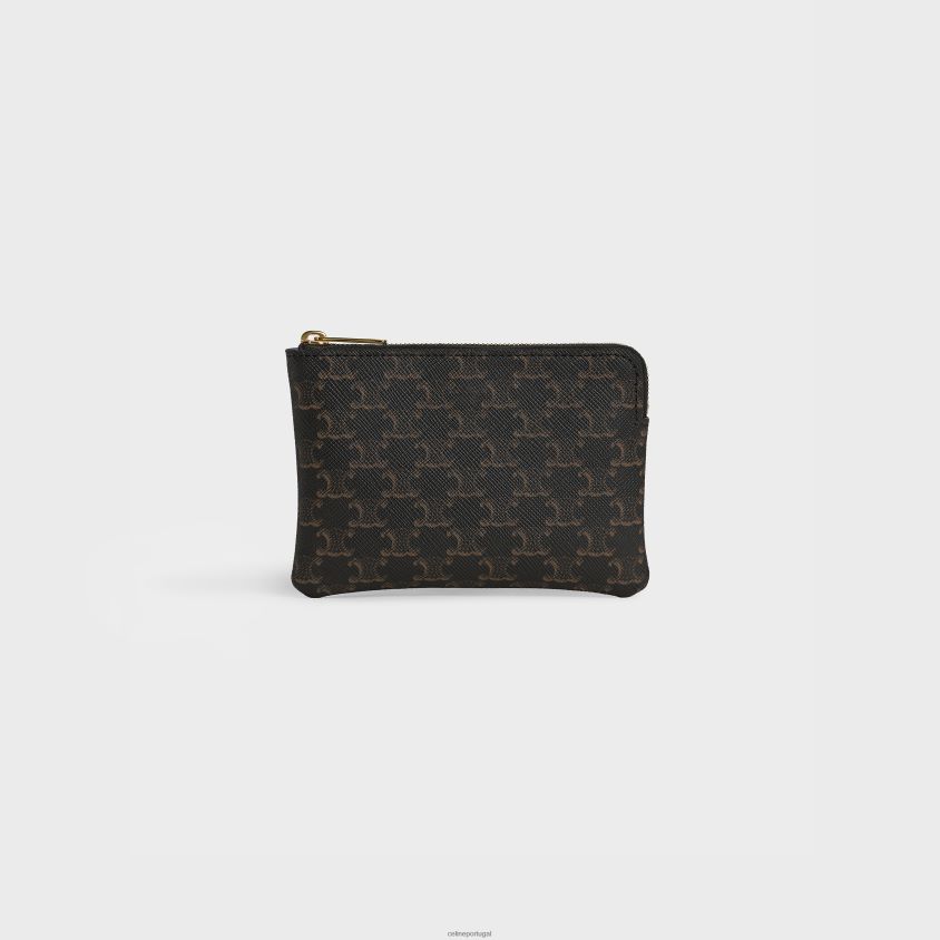 homens acessórios CELINE porta-moedas e cartões em canvas triomphe preto T204R503