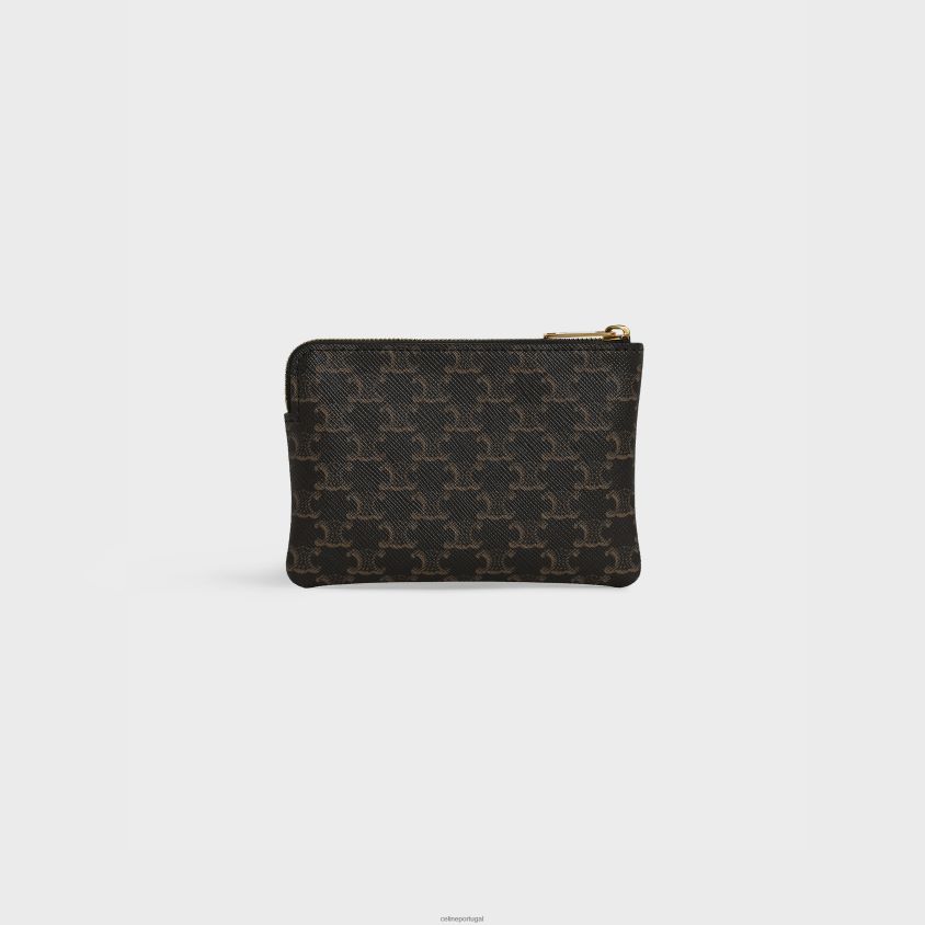 homens acessórios CELINE porta-moedas e cartões em canvas triomphe preto T204R503