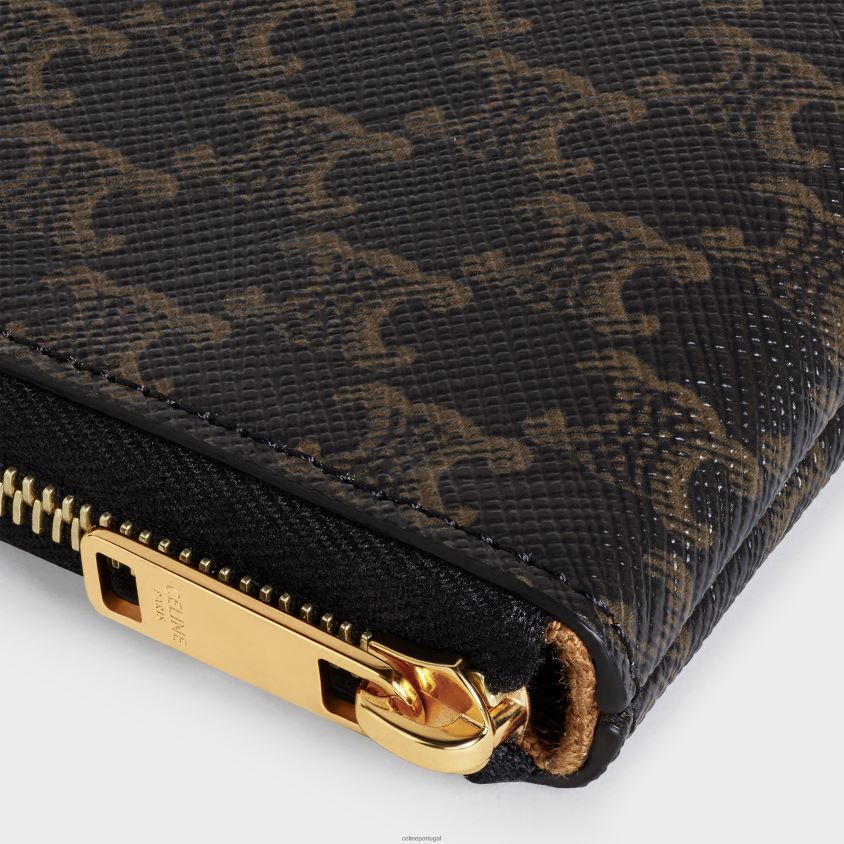 homens acessórios CELINE porta-moedas e cartões em canvas triomphe preto T204R503