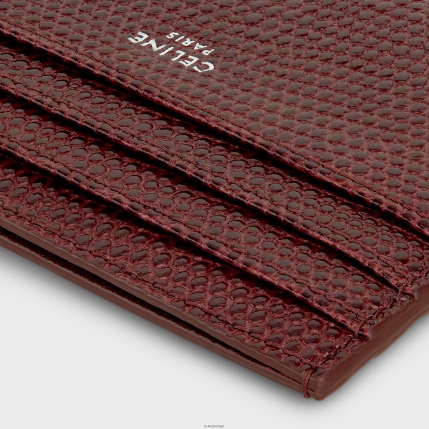homens acessórios CELINE porta-cartões grande em pele de bezerro com relevo de lagarto Borgonha T204R2151